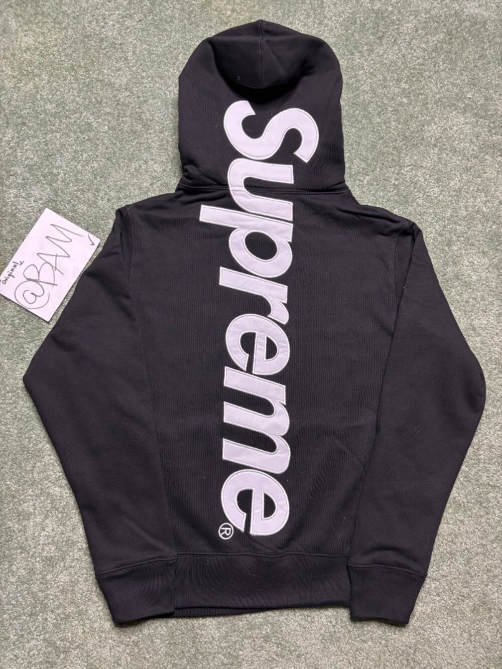 Supreme Applique Hoodie - Black/White Satin